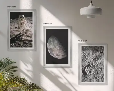 Triptykon med astronaut og månemotiv billeder med ramme