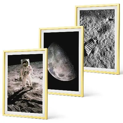 Triptykon med astronaut og månemotiv billeder med ramme