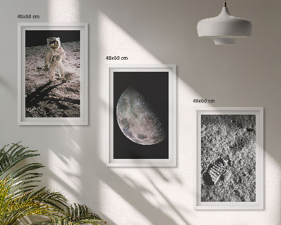 Triptykon billeder med ramme Astronaut Månefoto