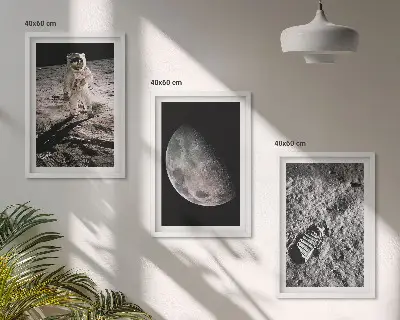 Triptykon med astronaut og månemotiv billeder med ramme