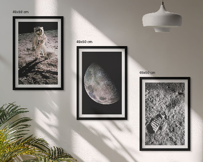 Triptykon billeder med ramme Astronaut Månefoto