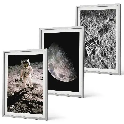 Triptykon med astronaut og månemotiv billeder med ramme