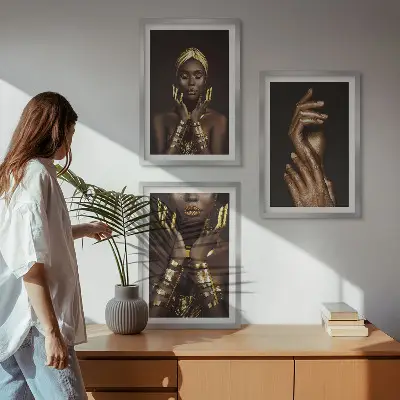 Billedsæt til soveværelset med portrætter af afrikanske kvinder