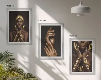 Billedsæt til soveværelset med portrætter af afrikanske kvinder