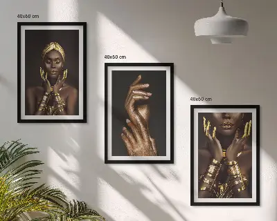 Billedsæt til soveværelset med portrætter af afrikanske kvinder