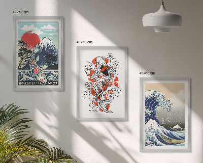 Billedsæt til soveværelset Bjerge af fisk Great Wave Japan