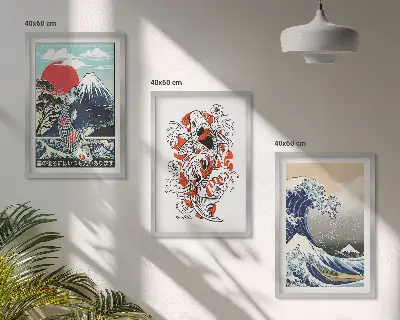 Billedsæt til soveværelset med motiv af Great Wave Japan