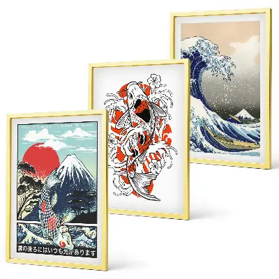 Billedsæt til soveværelset med motiv af Great Wave Japan
