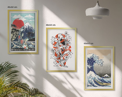 Billedsæt til soveværelset Bjerge af fisk Great Wave Japan