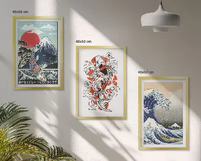 Billedsæt til soveværelset med motiv af Great Wave Japan