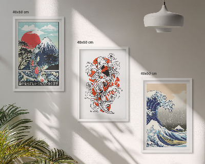 Billedsæt til soveværelset Bjerge af fisk Great Wave Japan