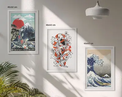 Billedsæt til soveværelset med motiv af Great Wave Japan