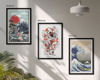 Billedsæt til soveværelset Bjerge af fisk Great Wave Japan
