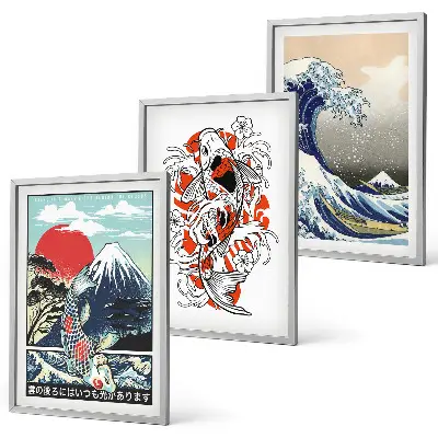 Billedsæt til soveværelset med motiv af Great Wave Japan