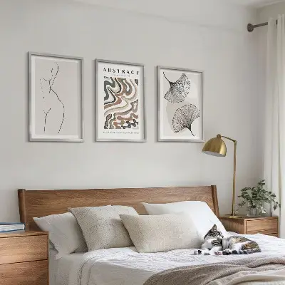 Billedvæg med abstrakte boho-motiver plakat med organiske former og mønstre