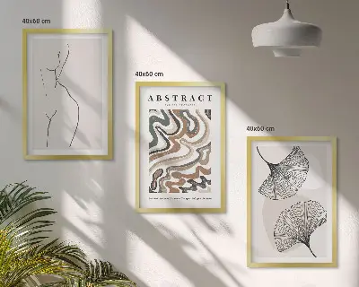 Billedvæg med abstrakte boho-motiver plakat med organiske former og mønstre