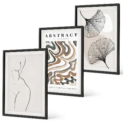 Billedvæg med abstrakte boho-motiver plakat med organiske former og mønstre