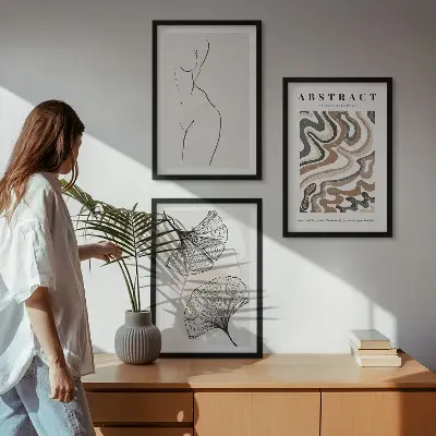 Billedvæg med abstrakte boho-motiver plakat med organiske former og mønstre