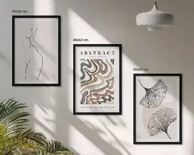 Billedvæg med abstrakte boho-motiver plakat med organiske former og mønstre