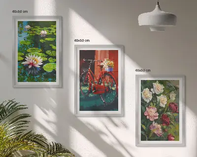 Billedsæt til soveværelset med motiv af farverige liljer i haven