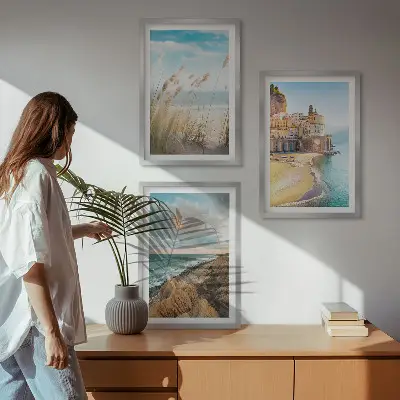 Billedvæg med landskaber strand og klipper i byen