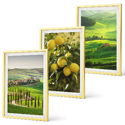 Triptykon billeder med ramme Italiensk citrus og bakker