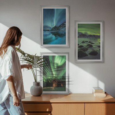 Billedsæt til soveværelset Vinterlandskaber aurora bjerge