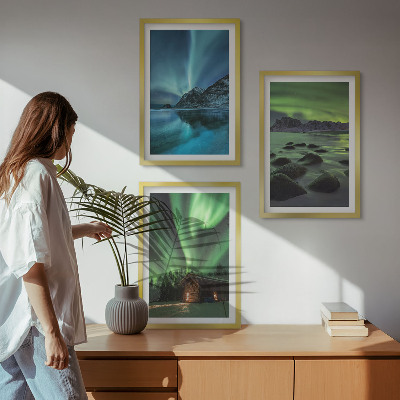 Billedsæt til soveværelset Vinterlandskaber aurora bjerge