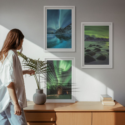 Billedsæt til soveværelset Vinterlandskaber aurora bjerge