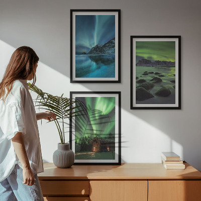 Billedsæt til soveværelset Vinterlandskaber aurora bjerge