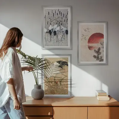 Japanske traner landskab vægbillede med inspiration