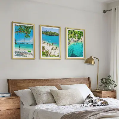 Billedvæg med strand-tema strande, palmer og klart vand