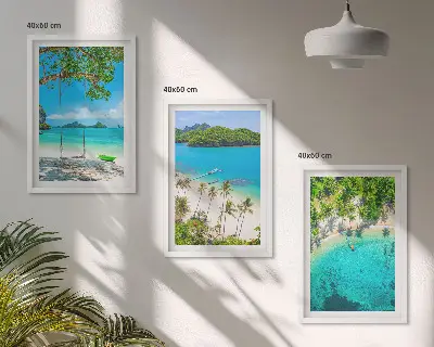 Billedvæg med strand-tema strande, palmer og klart vand