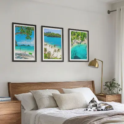 Billedvæg med strand-tema strande, palmer og klart vand