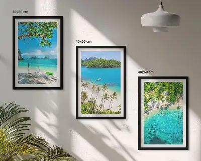 Billedvæg med strand-tema strande, palmer og klart vand