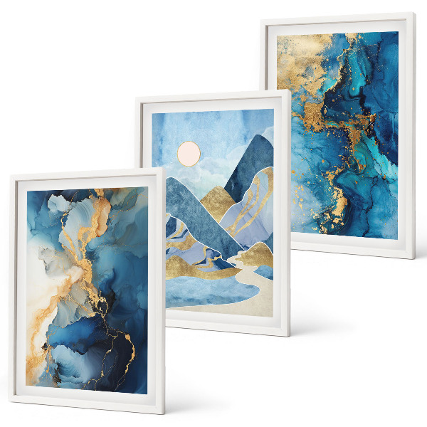 Triptykon billeder med ramme Abstrakte mønstre i Blue Mountains