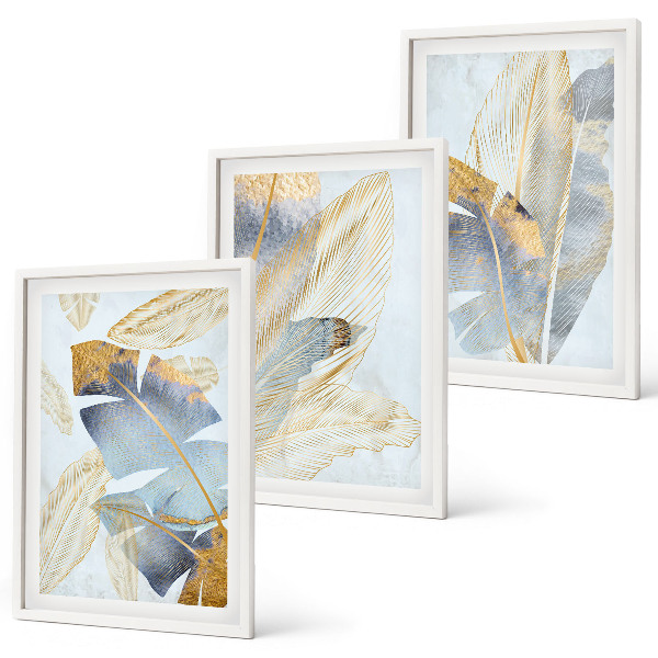 Billedvæg inspiration Lyseblå-beige blade