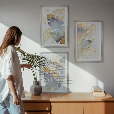 Billedvæg inspiration Lyseblå-beige blade