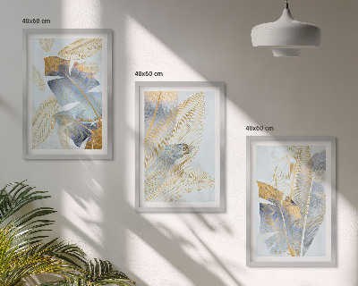 Billedvæg inspiration Lyseblå-beige blade