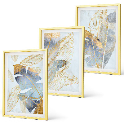 Billedvæg inspiration Lyseblå-beige blade