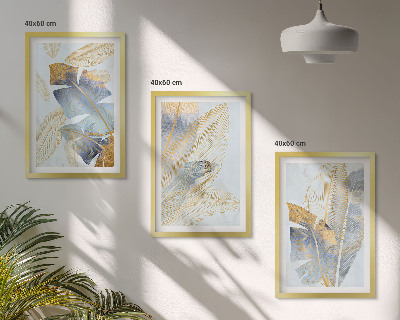 Billedvæg inspiration Lyseblå-beige blade