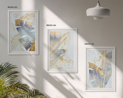 Billedvæg inspiration Lyseblå-beige blade