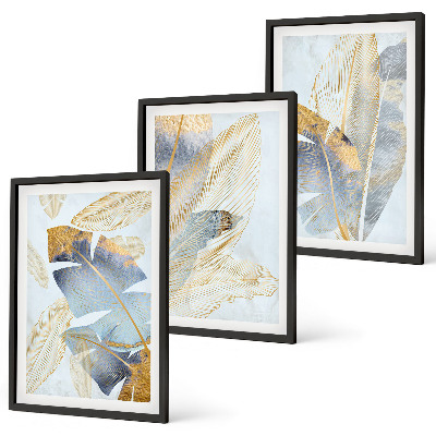 Billedvæg inspiration Lyseblå-beige blade