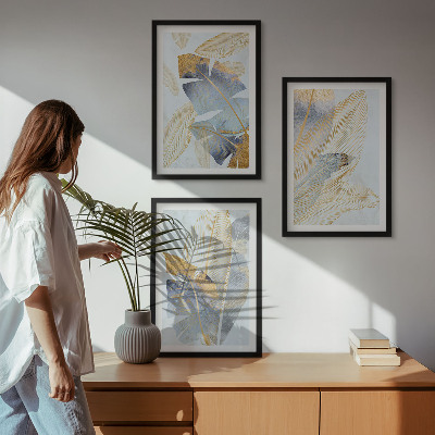 Billedvæg inspiration Lyseblå-beige blade
