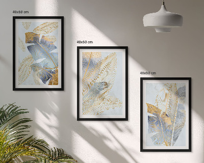 Billedvæg inspiration Lyseblå-beige blade