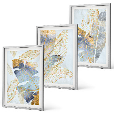 Billedvæg inspiration Lyseblå-beige blade