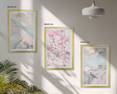 Billedsæt til soveværelset Lyserøde blomster marmor pastel