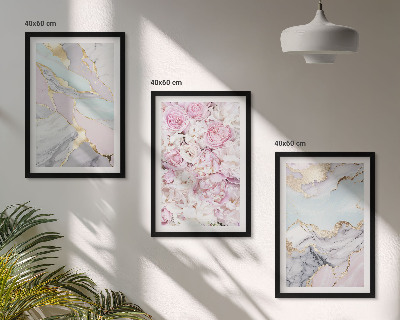 Billedsæt til soveværelset Lyserøde blomster marmor pastel