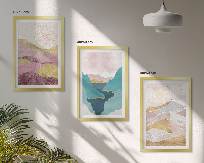 Billedvæg inspiration Abstrakte bjerge sol