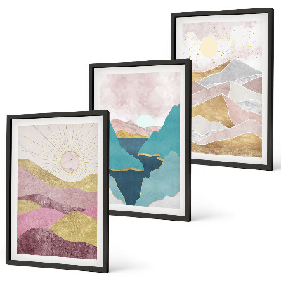Billedvæg inspiration Abstrakte bjerge sol